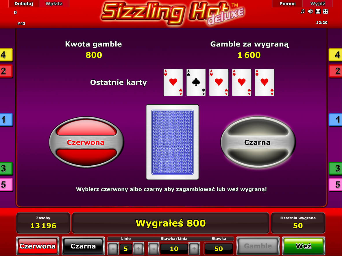 Opcja Gamble podwoi Twoją wygraną.